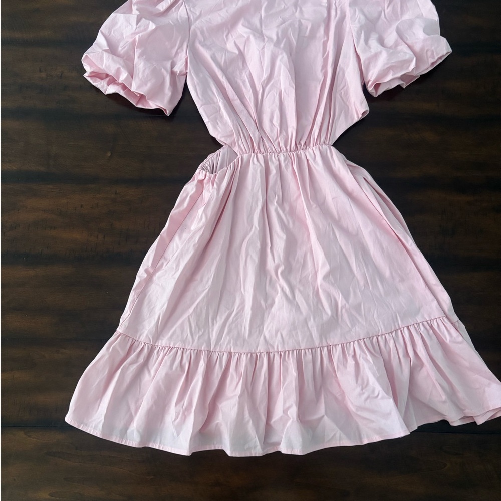 Wayf Blush Pink Dress with Puff Sleeves